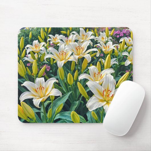 White Lilies Mouse Pad マウスパッド (マウス)