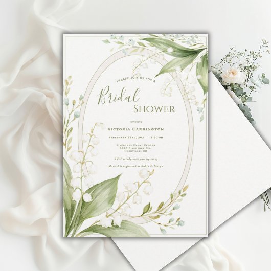 White Lillies of the Valley Whimsical Bridal  招待状