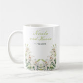 White Lily Flowers Wedding コーヒーマグカップ (左)