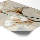White Lily Gold Minimalist Elegant Neutral ポスター (角)