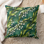 White Lily of the Valley on Teal クッション (ブランケット)