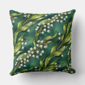 White Lily of the Valley on Teal クッション (裏面)
