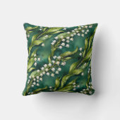 White Lily of the Valley on Teal クッション (裏面)