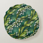 White Lily of the Valley on Teal ラウンドクッション (裏面)