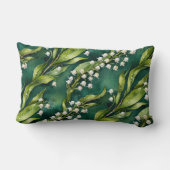 White Lily of the Valley on Teal ランバークッション (裏面)