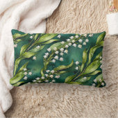 White Lily of the Valley on Teal ランバークッション (ブランケット)