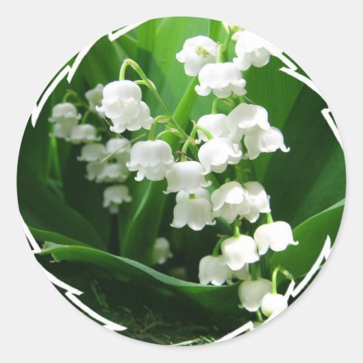 White Lily of the Valley Stickers ラウンドシール (正面)