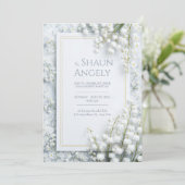 White Lily Valley Marble Gold Frame Wedding 招待状 (スタンド正面)