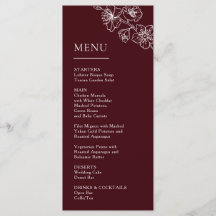 White Line Art Flowers Deep Burgundy Wedding