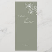 White Line Art Flowers Sage Green Wedding メニュー (裏面)