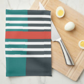 White line art rainbow in red blue background キッチンタオル (四つ折り)