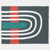 White line art rainbow in red blue background フリースブランケット (正面(横))