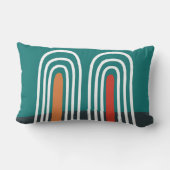 White line art rainbow in red blue background ランバークッション (裏面)