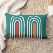 White line art rainbow in red blue background ランバークッション (ブランケット)