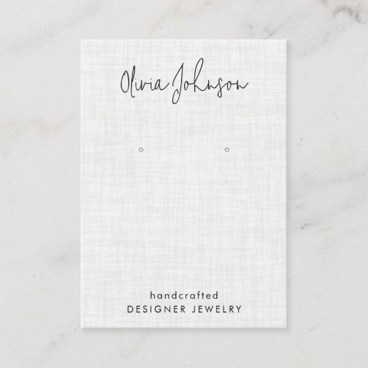 White Linen Pattern Jewelry Earring Display  名刺 (正面)