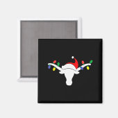 White Longhorn Christmas Lights Santa Hat Horn Ant マグネット (正面/裏面)