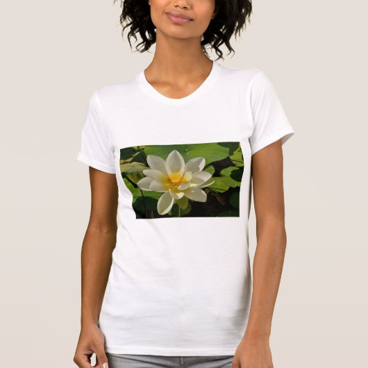 White Lotus flowers in a pond Tシャツ (正面)