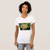 White Lotus flowers in a pond Tシャツ (正面フル)