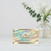 White Lotus Gold Stripe Rose Gold Holographic Ink 名刺 (スタンド正面)