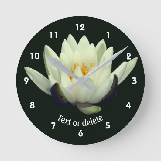 White Lotus Lily Flower Personalized ラウンド壁時計 (正面)