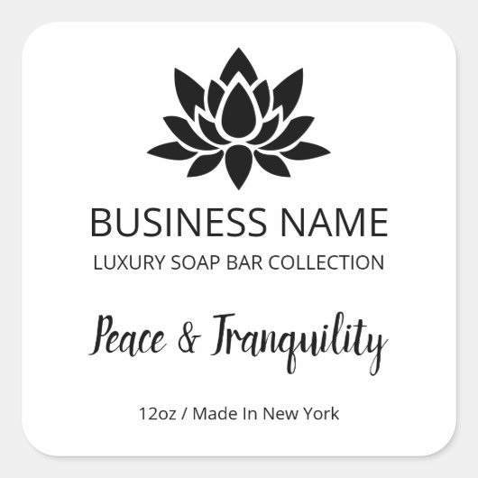 White Lotus Soapバー製品ラベル スクエアシール (正面)