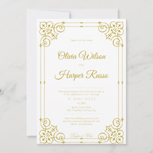 white luxury wedding invitation 招待状 (正面)