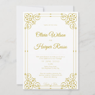 white luxury wedding invitation 招待状