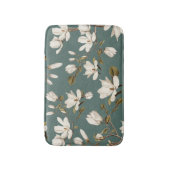 White Magnolia Grove on Viridian Elegant Floral  バスマット (正面縦)