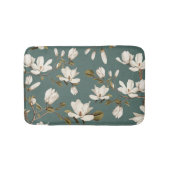 White Magnolia Grove on Viridian Elegant Floral  バスマット (正面)