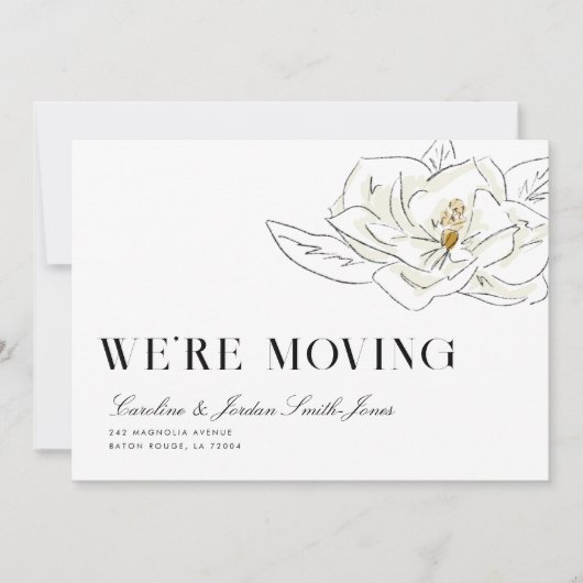 White Magnolia Illustration Modern Minimal Moving 案内状 (正面)