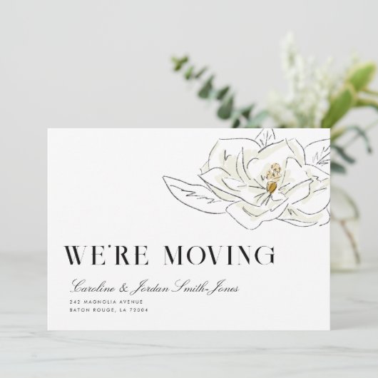 White Magnolia Illustration Modern Minimal Moving 案内状 (スタンド正面)