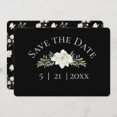 White Magnolia on Black写真の日付を保存 セーブザデート (正面/裏面)