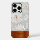 White Magnolia Painting Copper Metal Custom Name Case-Mate iPhoneケース (裏面)