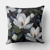 White magnolias on black pattern クッション (裏面)