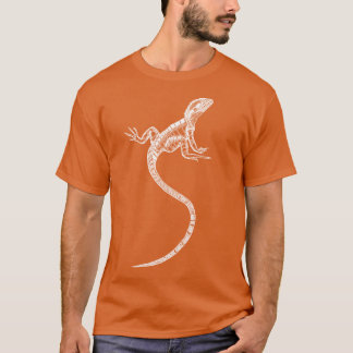 White Majestic Australian Water Dragon Line Art re Tシャツ