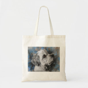 White Maltese/Shih Tzu fluffy dog トートバッグ