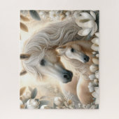 White Mama Horse With Magnolia ジグソーパズル (縦)