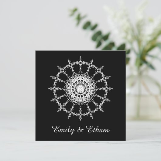 White Mandala Wedding Design 招待状 (スタンド正面)