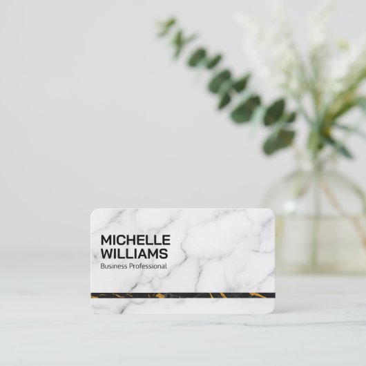 White Marble Background | Sleek 名刺 (スタンド正面)