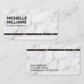 White Marble Background | Sleek 名刺 (正面/裏面)