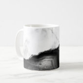White Marble Black Agate Silver Glitter コーヒーマグカップ (正面左)