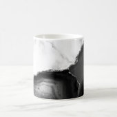 White Marble Black Agate Silver Glitter コーヒーマグカップ (中央)