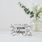 White Marble Business Cardロゴ名の情報 名刺 (スタンド正面)