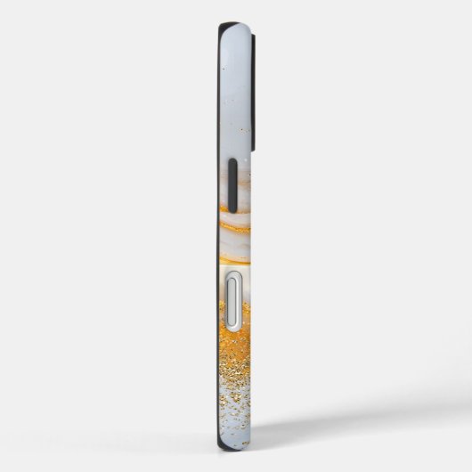 White marble chic gold glitter monogram Case-Mate iPhoneケース (裏面 / 右)