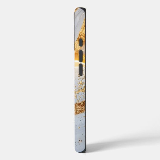 White marble chic gold glitter monogram Case-Mate iPhoneケース (裏面 / 左)