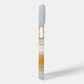 White marble chic gold glitter monogram Case-Mate iPhoneケース (裏面 / 右)