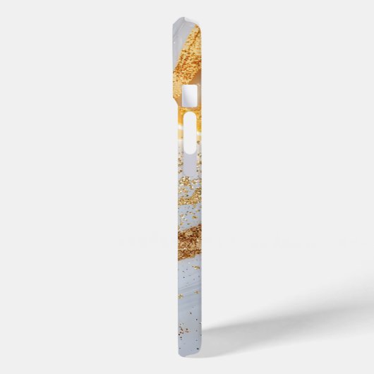 White marble chic gold glitter monogram Case-Mate iPhoneケース (裏面 / 左)