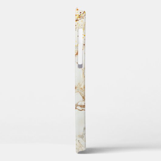 White marble chic gold glitter monogram Case-Mate iPhoneケース (裏面 / 左)