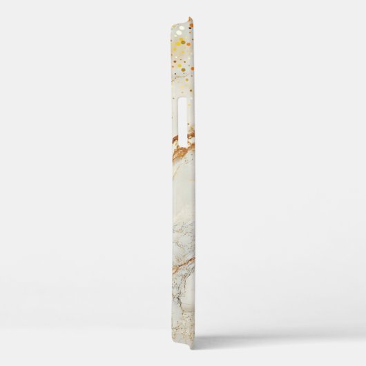 White marble chic gold glitter monogram Case-Mate iPhoneケース (裏面 / 右)