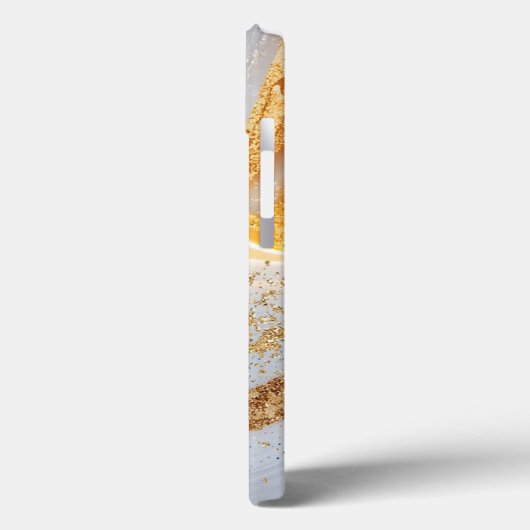White marble chic gold glitter monogram Case-Mate iPhoneケース (裏面 / 左)